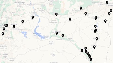 Карта 2. Места арестов боевиков «Исламского государства» в Сирии в период с 1 января 2023 года по 18 ноября 2024 года (источник: Аарон Й. Зелин)